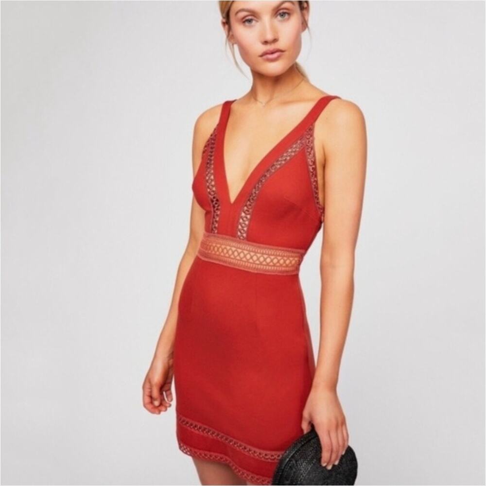 Free People Iris Crochet Lace Trim Sleeveless Mini Dress Size 2